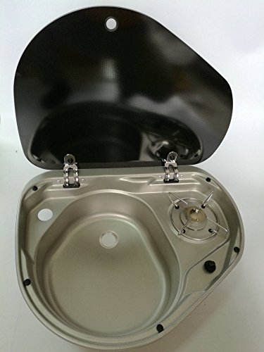 GR-600L RV, Caravan, Camper, Boating Gas LPG Stove and Sink Combo With Glass Lid