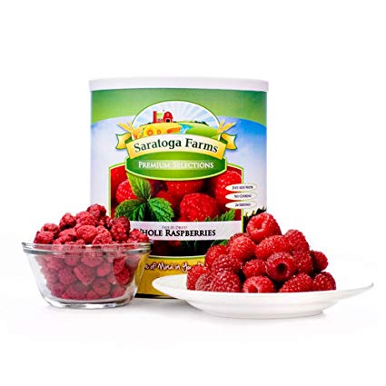 Saratoga Farms Freeze Dried Raspberries, #1 Emergency Food Storage, 22 Total Servings of freeze-dried fruits with a 20-30 Year Shelf-Life in #10 Can (Save Even More with 2,3,4, or 6 Pack)