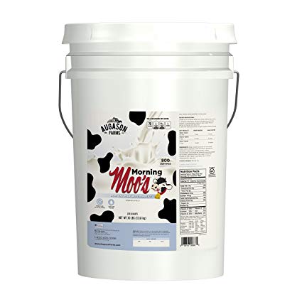 Augason Farms Morning Moo's Low Fat Milk Alternative Emergency Food Storage 30 Pound Pail