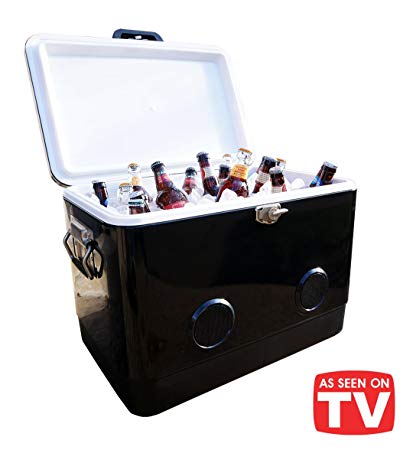 BREKX 54-Quart Double-Walled Black Party Cooler with High-Powered Tailgating Bluetooth Speakers As Seen On TV - Works with iPhone, Android, Laptops