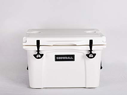 Snowball Rotomolded Cooler with Bottle Holder and Latch Opener Insulation Ice Chest 25L(26QT), White