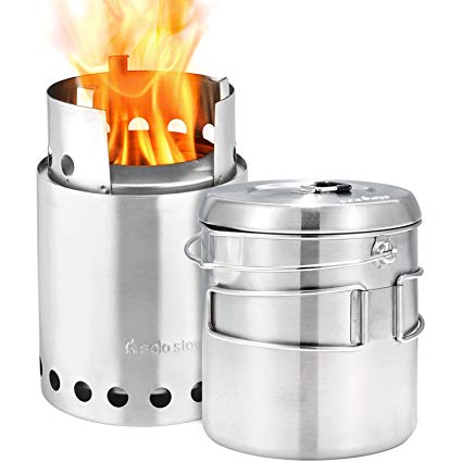 Solo Stove Titan & Solo Pot 1800 Camp Stove Combo: Woodburning Backpacking Stove Great for Camping and Survival