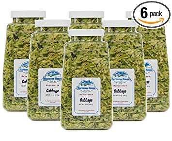 Harmony House Foods Dried Cabbage Flakes (12 Ounce Quart Size Jar) - Set of 6