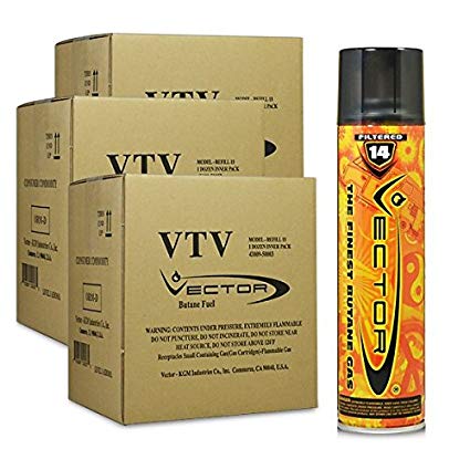 36 cans (3 cases) of Vector Premium 320ml 14x Filtered Refined Butane Fuel